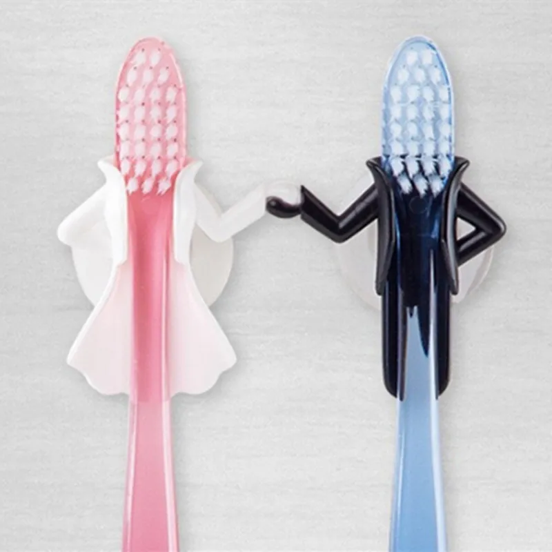 WCIC Bathroom Shelf Dancing Couple Tooth Brush Storage Rack Plastic