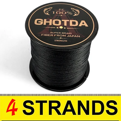GHOTDA 300 м 8X 4X рыболовная брендовая супер прочная японская мультифиламентная ПЭ плетеная леска 8 нитей 4 нити - Цвет: 4 Strands Black