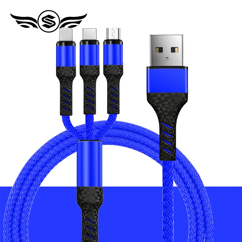 3 в 1 mi cro usb type C мульти зарядный кабель для Xiao-mi Sam-sung мобильный телефон USB шнур USB-C для 8 контактный кабель для зарядки