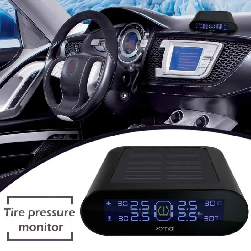 

Xiaomi 70Mai TPMS USB Dual Charging Summer Solar Tire Pressure Monitoring System Car Interior Tyre Pressure Sensor Tester