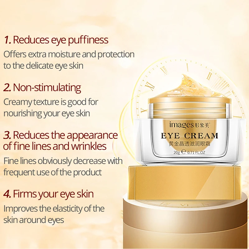 IMAGES Golden eye cream Anti-Puffiness Remove Wrinkles  Dark Circle  Hyaluronic Acid Eye Patches Skin Care Moisturizing