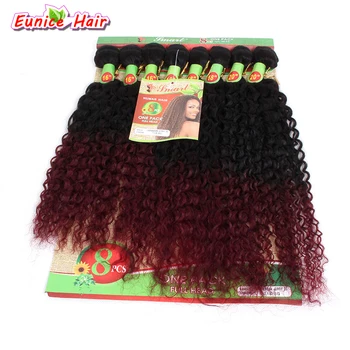 

8pcs/lot 16'' 16'' 16'' 18'' 18'' 18'' 20'' 20'' Unprocessed Long Curly Hair Bundles Ombre Burgundy Brazilian Jerry Curl Hairsty