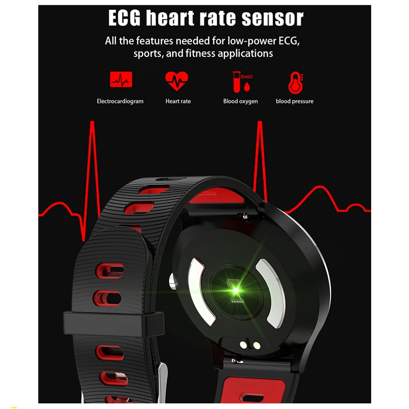 Bakeey A9 ECG+PPG HR Blood Pressure Oxygen Monitor Multi-sport Weather Music Control 1.22inch IPS Racket Screen Smart Watch