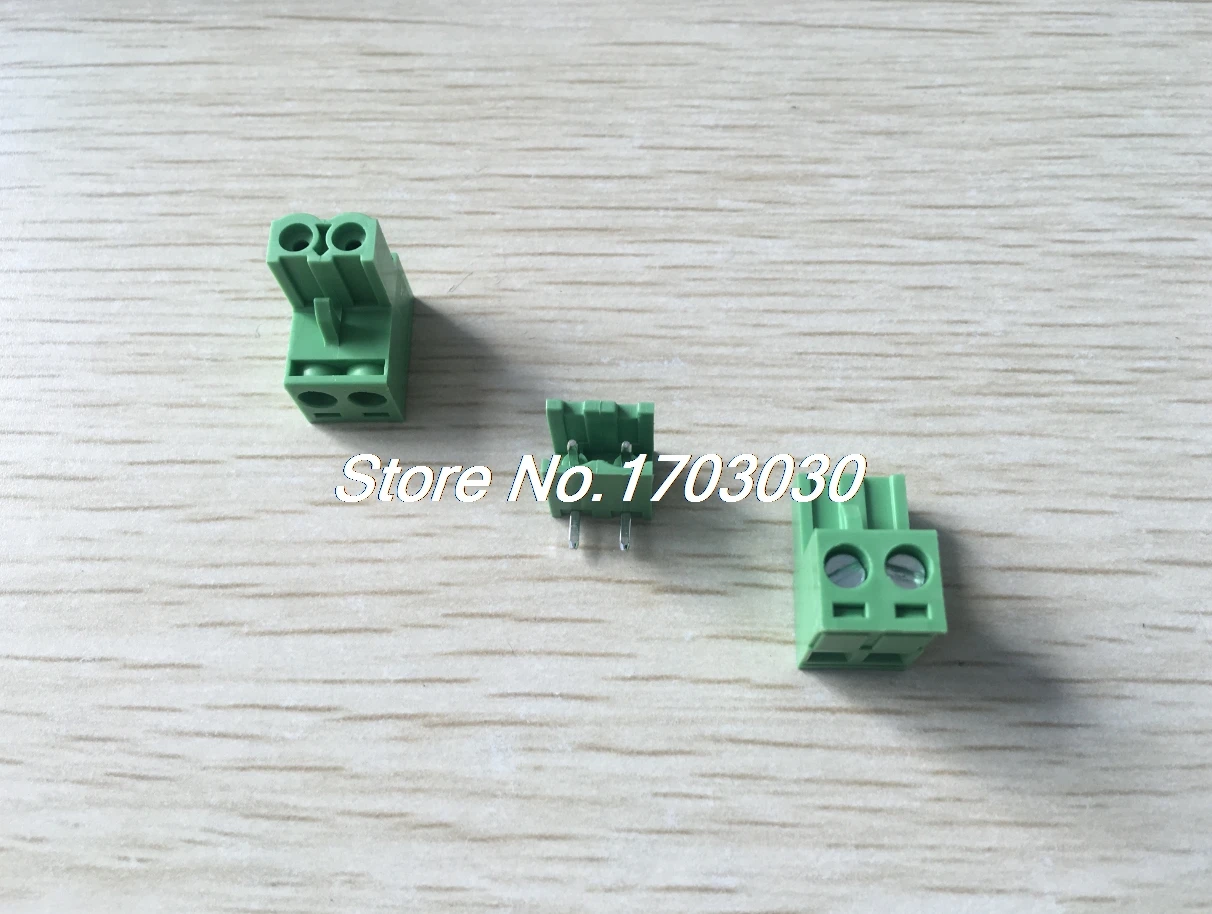

100 pcs 5.08mm Angle 2 pin Screw Terminal Block Connector Pluggable Type Green