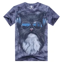 2016 New Summer 3D Print Men T Shirt Short Sleeve Women Fashion Funny Brand Cotton Cats Animals Male O Neck Tops XXL CD1319