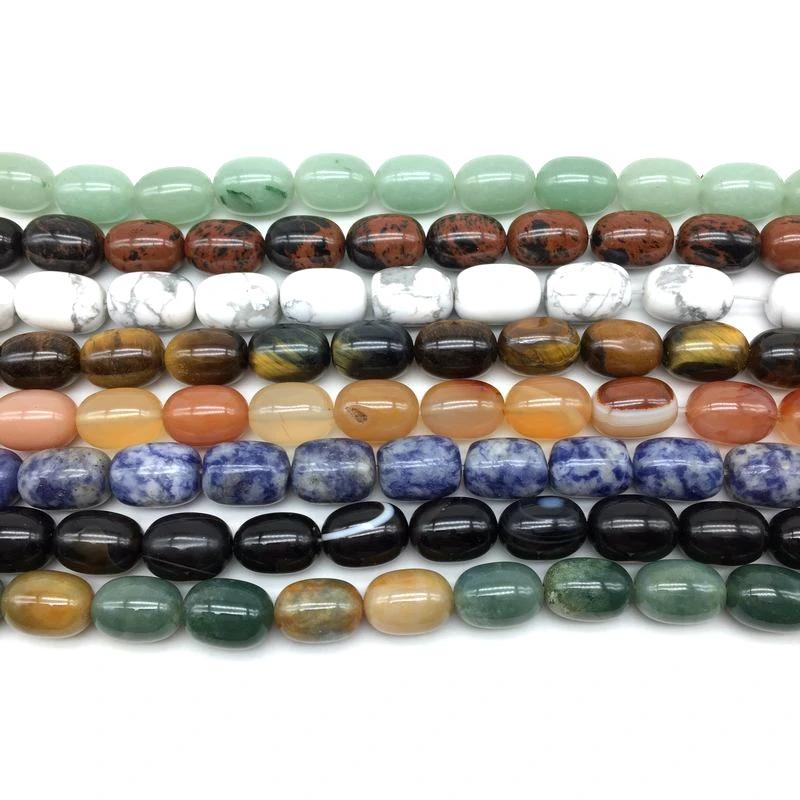 stone bead oval drum 10x14 mm