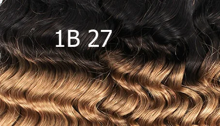 MOGUL волосы 4 пучка с закрытием глубокая волна пучки 50 г/шт. бразильские не Реми волосы человеческие волосы натуральный цвет КОРИЧНЕВЫЙ Омбре мед блонд - Цвет: 50g 1B 27