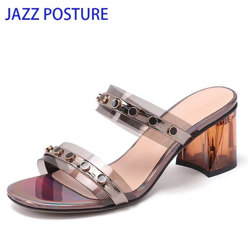 

Genuine sheepskin Rivets Women slippers Summer Shoes Woman Fashion High Heels Beach Gladiator Women slippers y773