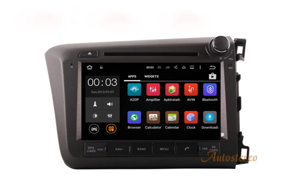 Top Car CD DVD player Android Quad core Car GPS navigation for Honda Civic right 2012 - 2015 radio mirror link mp3 video player 2