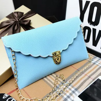 

2017 calloped edges envelope clutch bag lady shoulder bags with chain women day clutches purse bolsa feminina sac a main