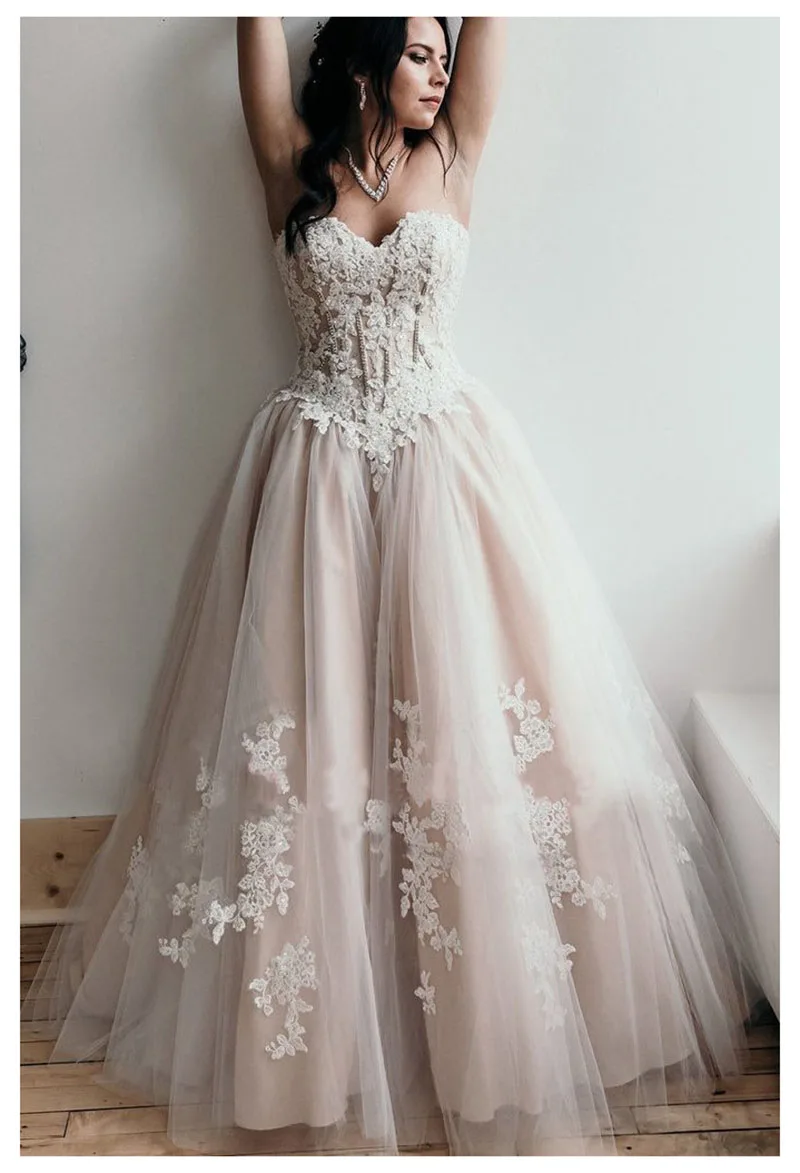 E JUE SHUNG, винтажное бальное платье с кружевной аппликацией, свадебные платья, Милая Кружевная задняя часть, свадебные платья, платье невесты, robe de mariee