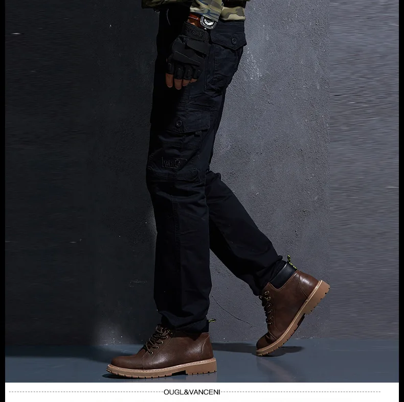 Новые мужские повседневные брюки свободные уличные брюки военные брюки мужские Мульти-карманные Прямые хлопковые штаны-карго 28-38
