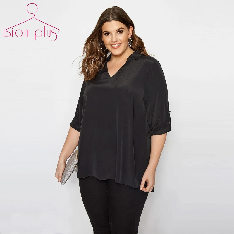 Женская блузка большого размера 6xl 7xl 5xl Летние черные женские топы и блузы с