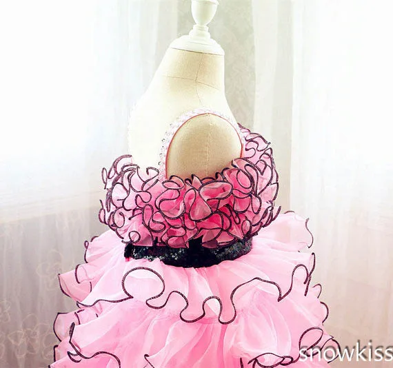 Hi-lo/розовые платья с цветочным рисунком для девочек платье с оборками для дня рождения для малышей, многослойное платье с бусинами