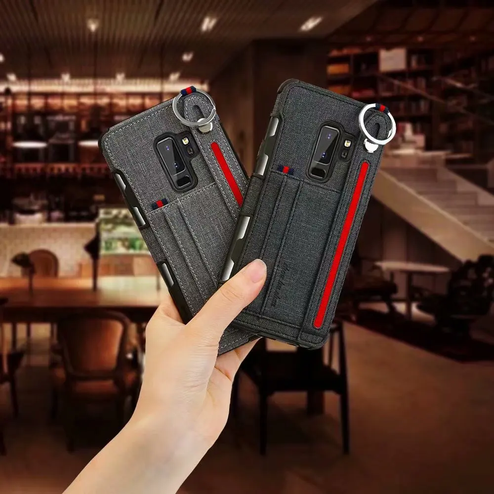 Кожаный чехол-держатель для samsung S8 S9 S10 Plus Note 9 8 A7 A8 A9 A50 A70 с двойным слотом для карт