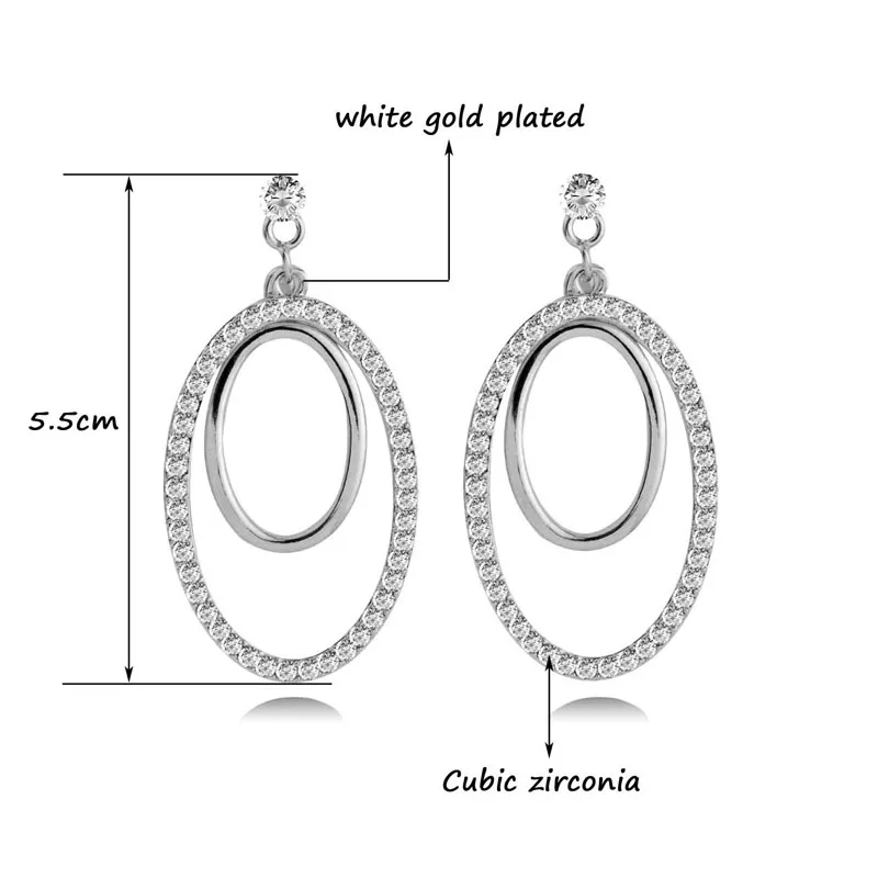 SINLEERY серьги для женщин большие овальные серьги-капли Золото Серебро Цвет кубического циркония свадебные серьги, ювелирные изделия ES691 SSH