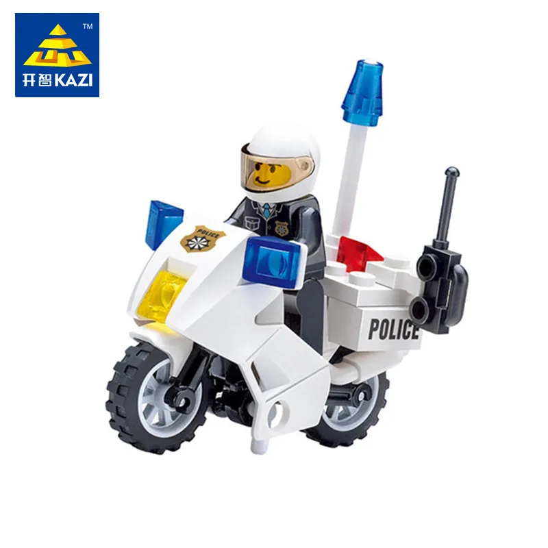 

KAZI 30pcs/set Police Patrol Car DIY Building Blocks Sets Educational Birthday Gifts Toys for Children Kids Assembling Bricks