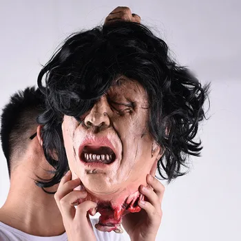 

Horror Halloween Supplies Simulation Broken Head Trick Toy with Hair Creative Haunted House Escape Scary Props Halloween Decor