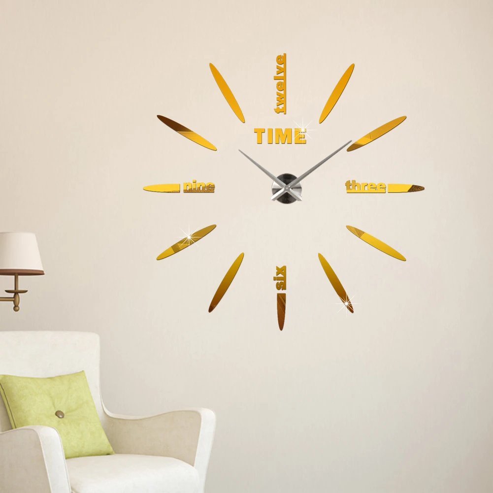 Настенные часы Horloge Diy акриловые зеркальные наклейки цифровые Супер Большие
