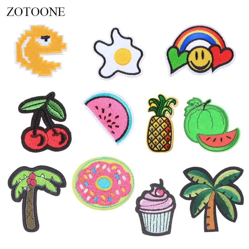 

ZOTOONE Fruit Patches Cake Heart Stickers Diy Iron on Clothes Heat Transfer Applique Embroidered Applications Cloth Fabric G