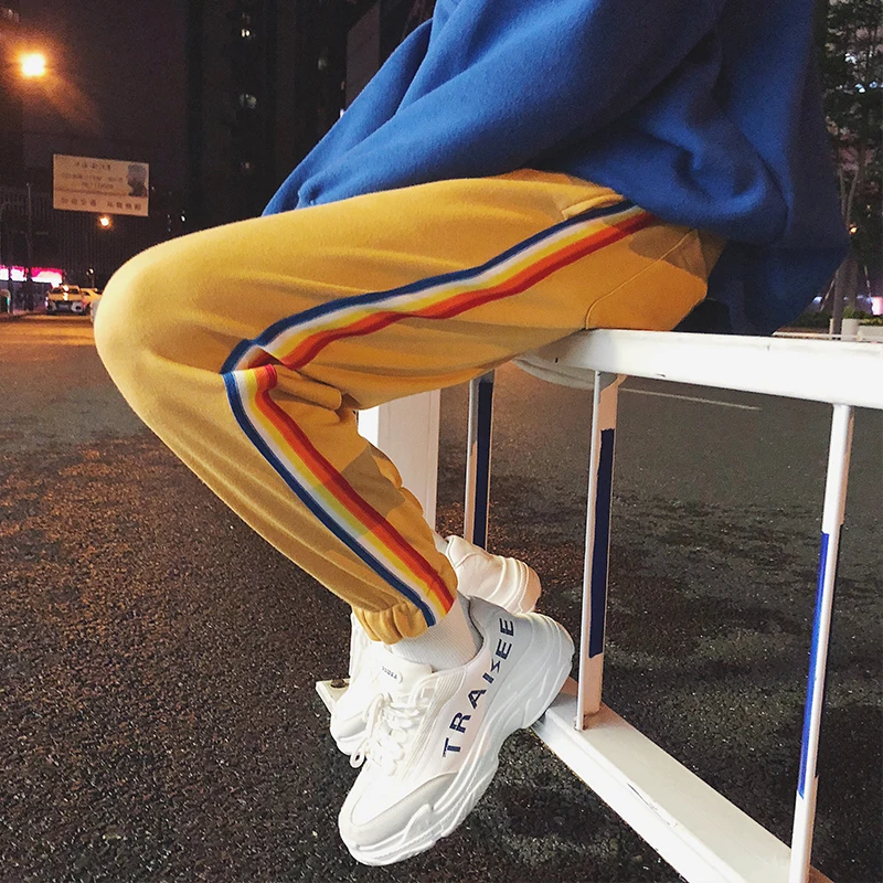 Fashion Casual Men's Overalls Autumn And Winter New M-2XL Stitching Loose Beam Pants Three-color Personality Youth Popular