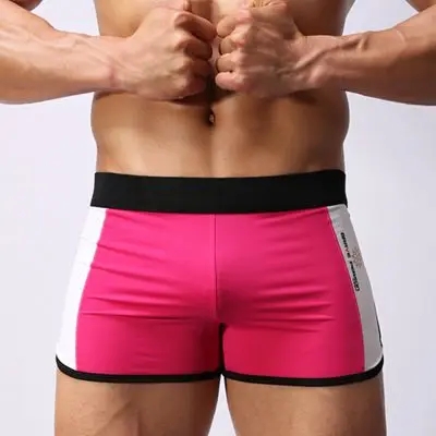Комфортная сексуальная одежда для плавания мужские плавки с низкой посадкой нейлоновый мужской купальник брендовая качественная доска пляжные спортивные шорты-боксеры для плавания - Цвет: Rose Red