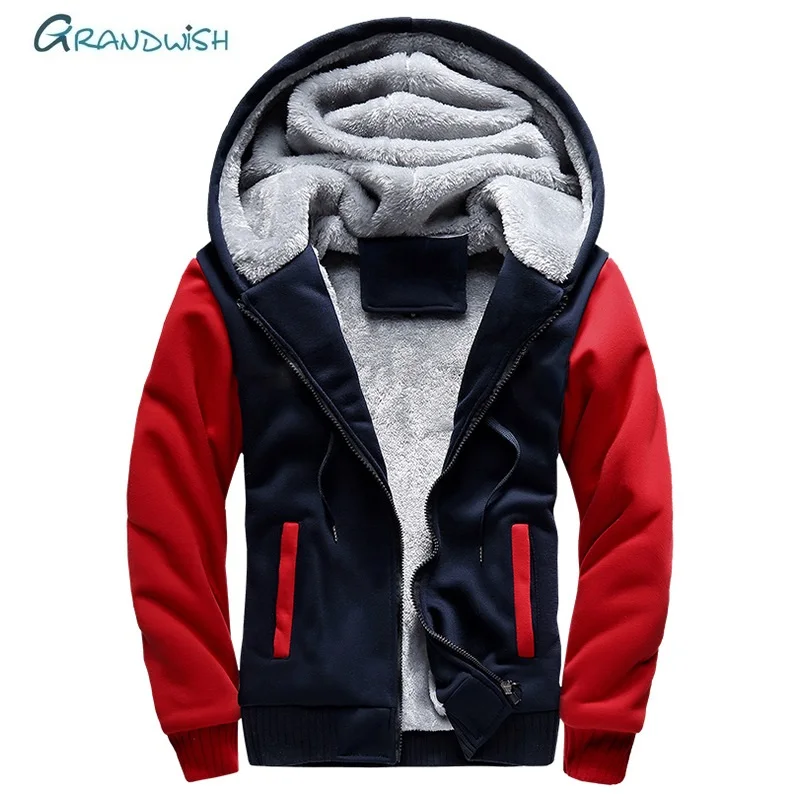 

Grandwish Mens Velvet Thicken Coats Male Clothes Winter Super Warm Hoodies Sports Jacket Thick Fleece hoodies Men jacket, Ga117