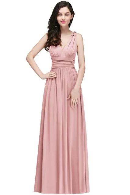 Бургундское розовое вечернее платье длинное женское элегантное бордовое с двойным v-образным вырезом шифоновое Empire Prom вечерние платья Robe De Soiree - Цвет: dusty pink