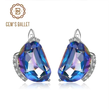 

GEM'S BALLET Natural Blueish Mystic Quartz Stud Earrings 925 Sterling Silver Gemstone Luxury Earrings Fine Jewelry For Women