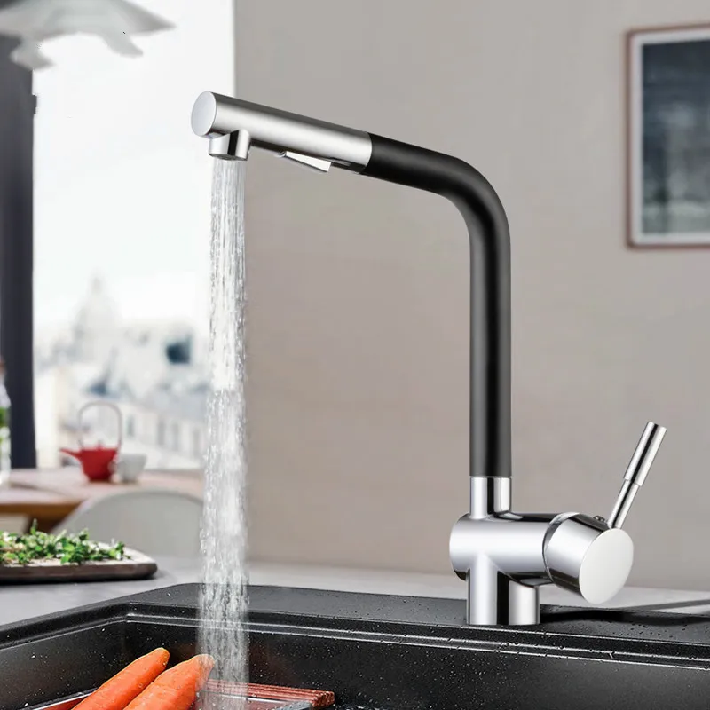Kitchen faucet pull-out kitchen hot and cold water faucet Swivel-switching sink faucet LU5106