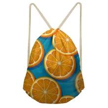 THIKIN оранжевый клубника(питайя) 3D печатных высокого качества школьная обувь для девочек рюкзаки Мужские Женские Унисекс полиэстеровый мешок с кулиской для путешествий