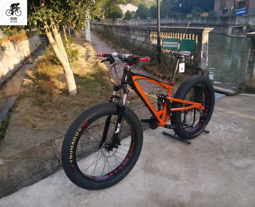 Cheap Kalosse  26*4.0 tires   24/27/30 speed  snow  mountain bike Soft-tail frame  DH/AM/FR Beach  bike 2