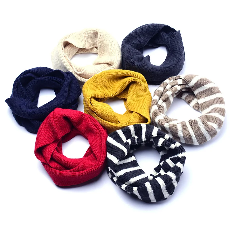 2017 Autumn and Winter Baby Knitted Scarf New Fashion Children's Solid Color Warm O-Ring Boys Girls Baby Hedging Neck Collar