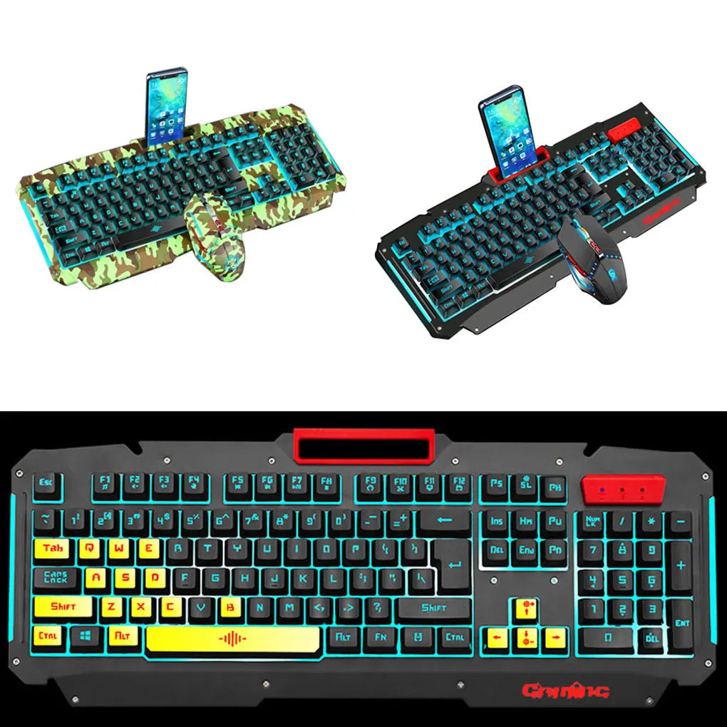 

New Arrival Wired Mechanical Gaming Keyboard Mouse Set Optional Luminous Metal Key Ergonomical Computer Supplies