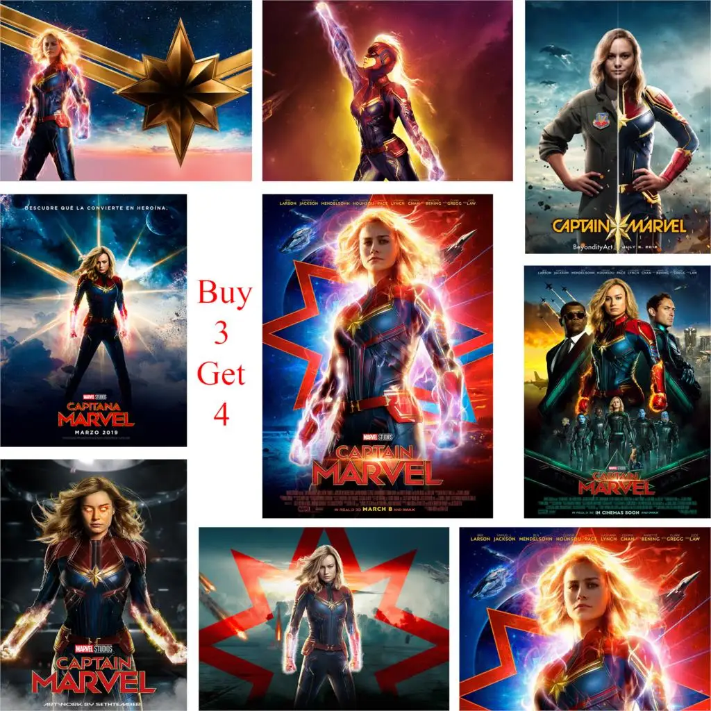 

Captain Marvel Posters Glossy Paper Prints Clear Image Home Decoration
