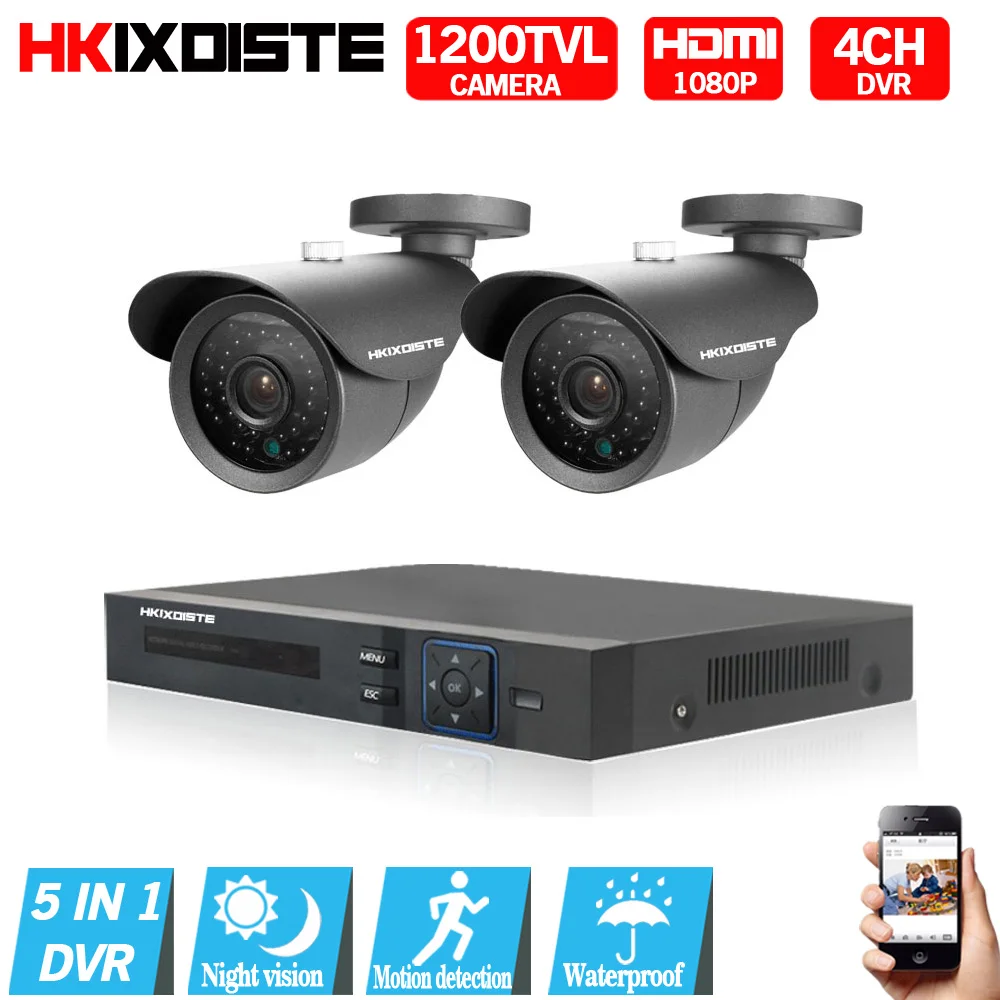 

Security Camera System 4ch CCTV System 2 x 1200TVL CCTV Camera 720P Camera Surveillance System Kit Camaras Seguridad Home