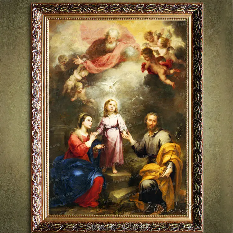 

The holy family and the holy spirit on the canvas painting print oil paintings with high quality home decoration painting