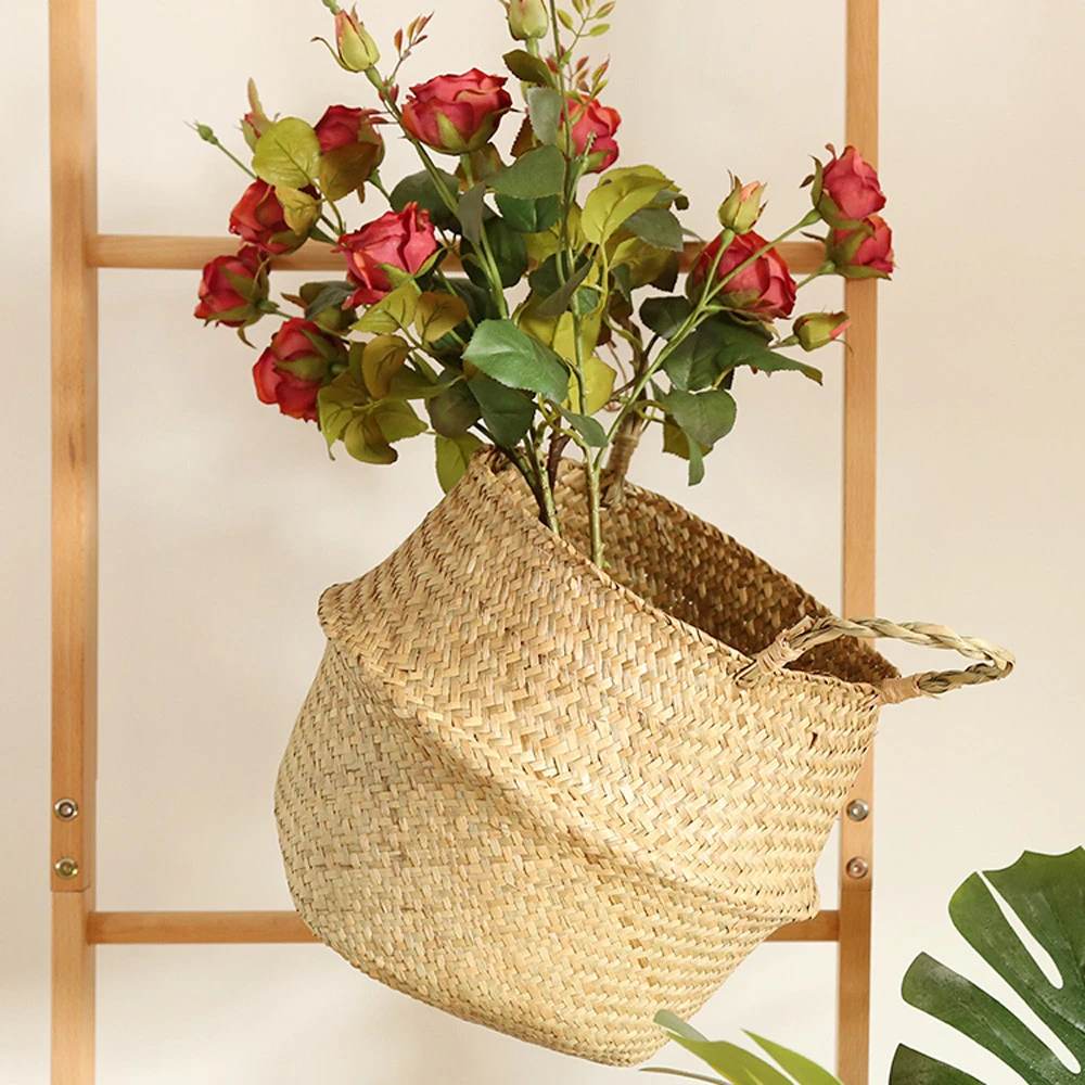 Rattan Plant Box Wicker Basket Nursery Pots Sea Grass Storage Basket Flower PHC
