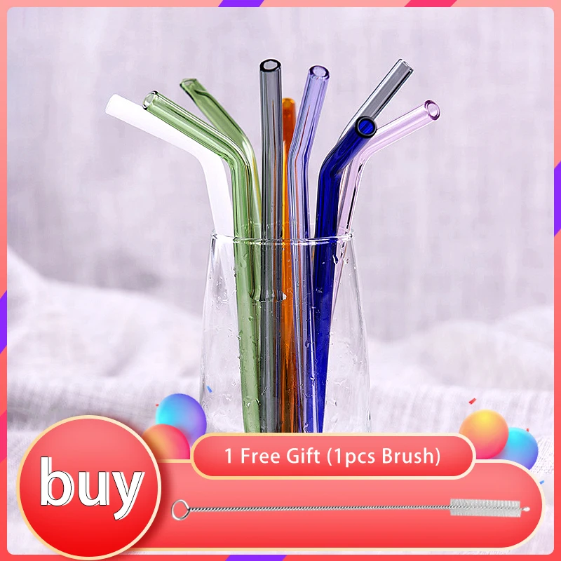 

10Pcs Glass Straws Reusable Drinking Straw Bent Straight Smoothie Fruit Juice Tableware Coffee Bar Party Accessories Supplies
