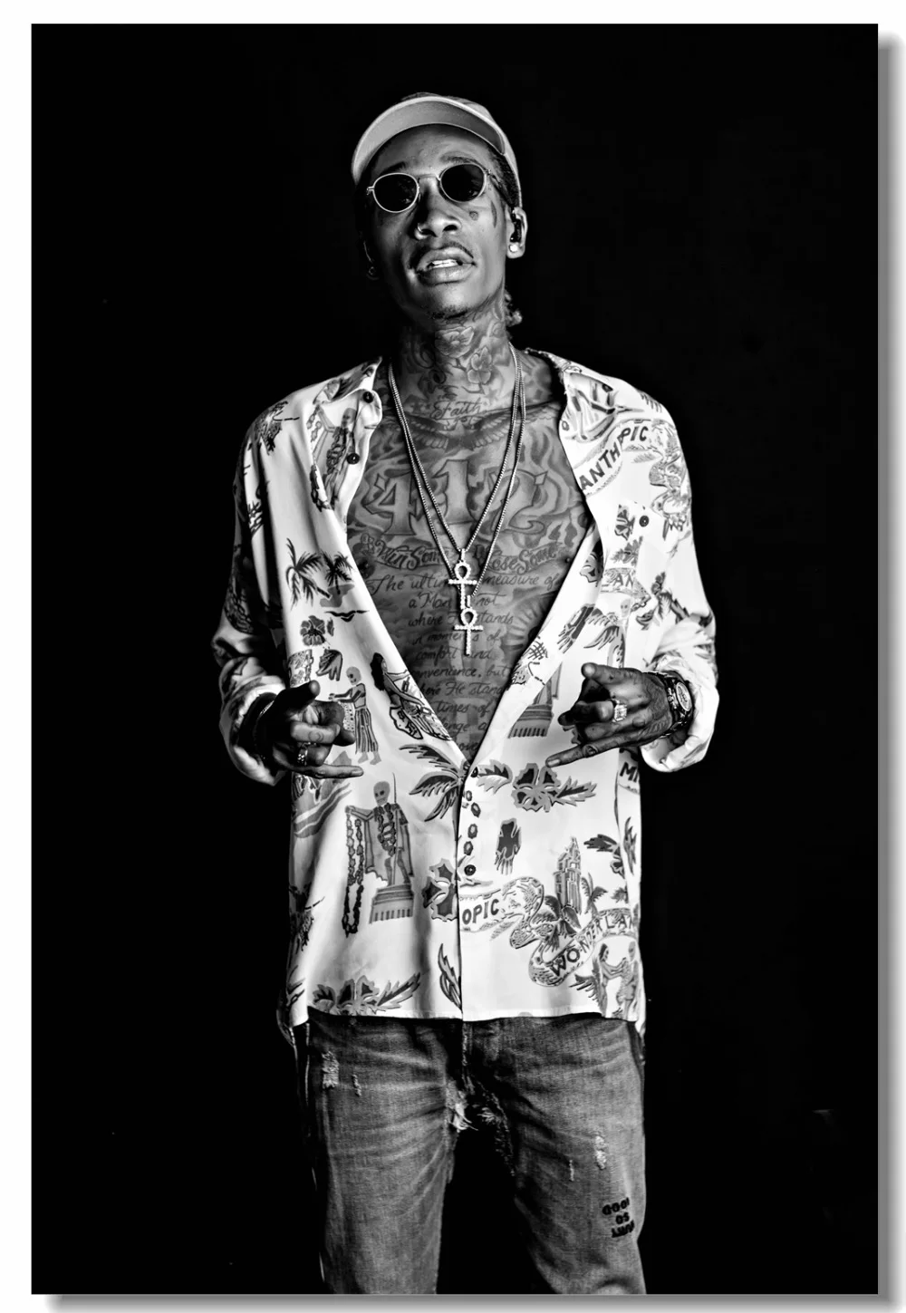 На заказ холст настенная роспись раппер Wiz Khalifa плакат Настенная Наклейка