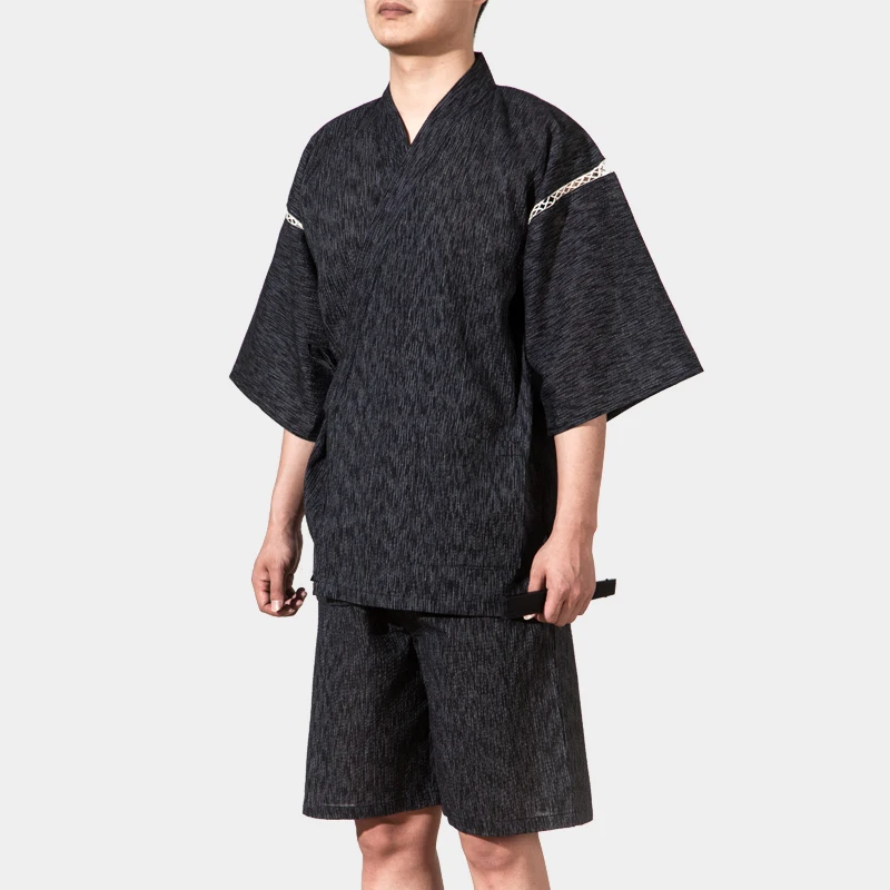 2 шт./компл. японское кимоно, короткий рукав, одежда для сна, пижамы, Винтаж Для мужчин домашний халат летнее кимоно халаты пижамы 062511