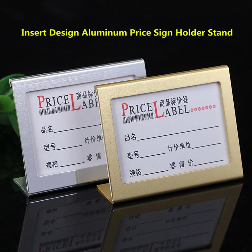 

Small Size L Shape Aluminum Table Sign Price Tag Label Display Stand Price Paper Card Holder For Supermarket ,gift store