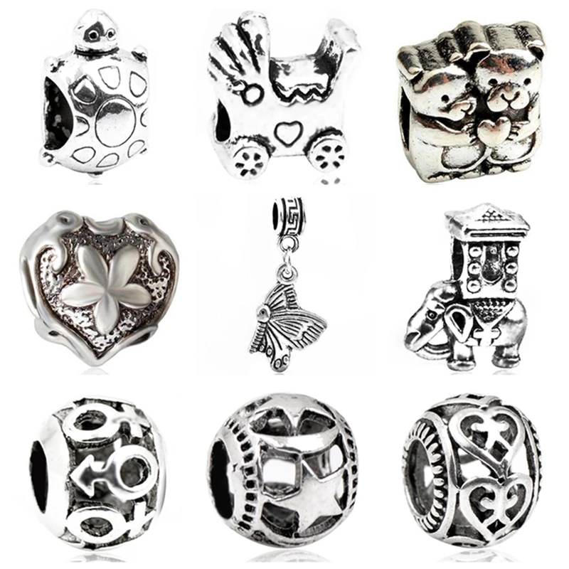 

Btuamb Vintage Ethnic Carved Flower Love Heart Elephant Charm Alloy Beads fit Pandora Bracelets&Bangles Women DIY Making Jewelry