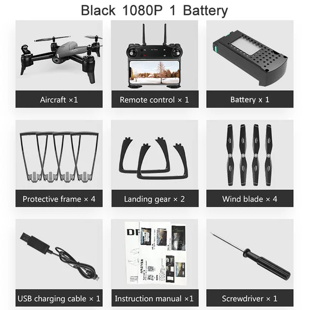 Радиоуправляемый квадрокоптер оптический поток 1080P HD Двойная камера Дрон в режиме реального времени воздушный видео Радиоуправляемый Дрон RTF дроны летательные аппараты игрушки ребенок Sg106 - Цвет: 1080 black 1 battery