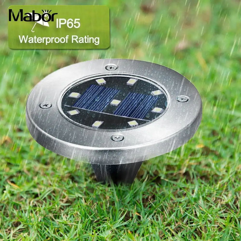 

Mabor 5 Colors Available Ground Lamp Solar Street Buried Light Home Disk Lights Durable 9 LED Garden Light-Controlled