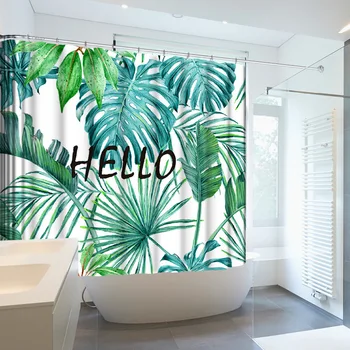 

High Quality Waterproof Mildew Polyester Cloth Shower Curtain Thickened Toilet Partition Curtain Bathroom Curtain with Hooks