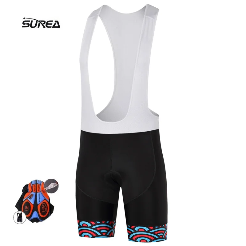 SUREA Manfrend Mens Cycling Bib Shorts Summer Coolmax 3D Gel Pad Mans Bike Bib Tights Mtb Ropa