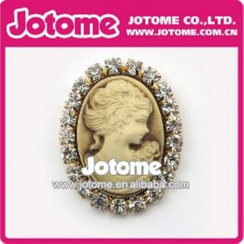 

50pcs Brown Women Fashion Jewelry Cameo Oval Rhinestone Pendant/Brooch for Mother Birthday Party Gift