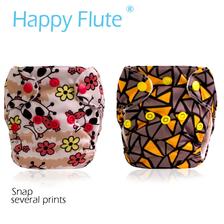 Подгузник Happy flute NB, детский подгузник, подгузник NB, подгузник AIO с вшитой внутренней вставкой. Подходит для детей 0-3 месяцев или 6-12 фунтов