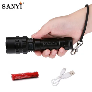 

Sanyi High Power XML L2 LED Tactical Flashlight 5 Modes USB Rechargeable Focus Torch Portable Hand Rope Lantern by 1*18650